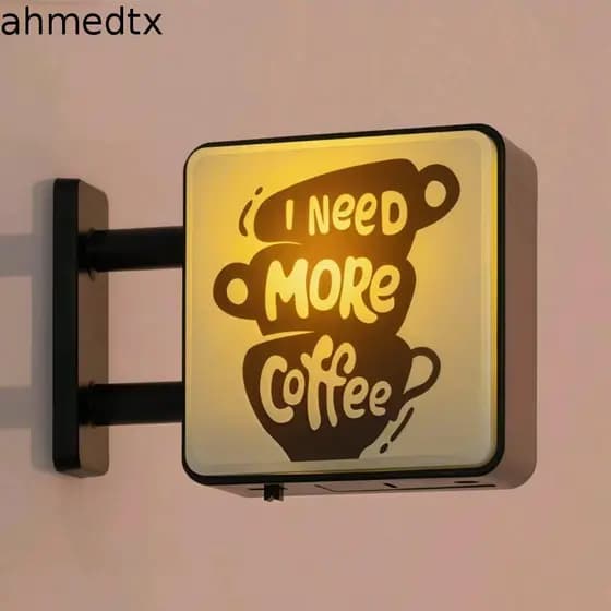 Sinal De Luz De Canto De Café AHMEDTXB , Geladeira Brilhante De Atmosfera Criativa , Tridimensional
