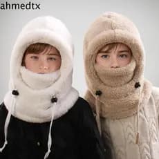 Chapéu Balaclava De Pelúcia AHMEDTXB , Capuz Para Manter O Calor , Boné À Prova De Vento Crianças , Cachecol Térmico Pro