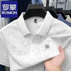 [Lomon] Camisa Polo masculina de verão com lapela macia e confortável, adequada para a pele, respirável, costura Casual,