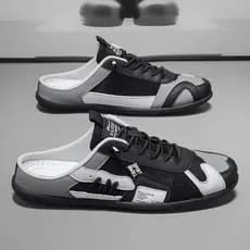 Respirável um Pedal Baotou chinelos sapatos masculinos ervilhas sapatos masculinos desodorante na moda lona preguiçoso s