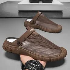 Baotou meia chinelos masculino exterior usar superfície de malha antiderrapante anti-Odor Wading Upstream buraco sapatos
