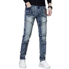 Street Wear bonito Retro bordado costura Jeans masculino High-End nostálgico outono na moda calças magras 26.6.8