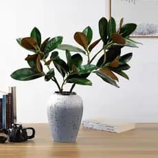 Planta De Magnólia Artificial , 2 Garfos Feitos À Mão , Ramo De Árvore Simulado , Grandes Plantas Artificiais