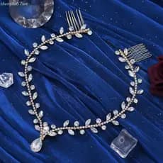 SHENGDA Faixa De Cabeça Para Testa Com Pentes , Frontlet De Strass Glitter De Fada , Enfeite De Cabelo Brilhante Casamen