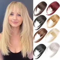 Franja De Cabelo Sintético SHENGDA , Fina Com Corte Natural Marrom Escuro E Costeletas , Frontal