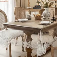 Toalha De Mesa De PVC HUIJIANG , Capa Jantar À Prova D'água De Óleo , Tapete Retangular/Quadrado Transparente