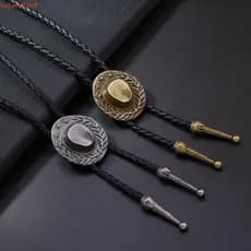 Colar Bolo Americano HUIJIANG , Pingente De Chapéu De Cowboy Boho Turquesa Com Contas , Estilo Country Ocidental