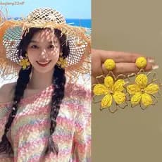 Brincos Boêmios HUIJIANG , De Flores De Verão De Praia , Presentes De Joias Femininas Exageradas De Férias Artesanais