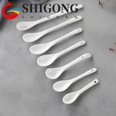 Colheres De Cabo Longo SHIGONG , Colher De Agitação De Cerâmica Branca , Talheres Criativos Mini Café Sobremesa