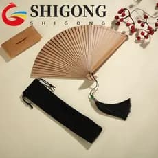 SHIGONG Leque De Bambu Pequeno Adereços De Dança Feito À Mão Ventilador Portátil Compacto