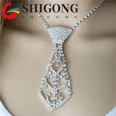 Gravata De Strass SHIGONG , Feminina Com Glitter Brilhante Metal Para Terno De Negócios Casamento , Noiva