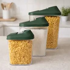 KIT 3 Potes Multiuso Farinheiro De Acrílico Para Cozinha e Lavanderia Herméticos