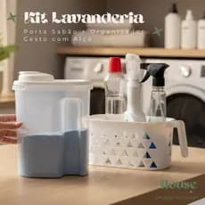 Kit Lavanderia Porta Sabão em Pó + Organizador com Alça