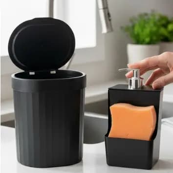 Kit Cozinha para Pia  Porta detergente + Lixeira Pia 2,5L