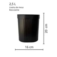Lixeira Compacta 2,5L com Tampa de Abrir Moderna para Mesa Cozinha Escritório