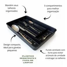 Organizador De Talheres Gaveta 5 Divisórias