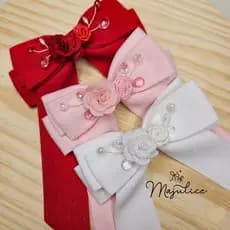 Laço Adulto Infantil Menina com Pontas Rosa, Branco ou Vermelho Festas Luxuoso Casamento Formatura Batizado Natal