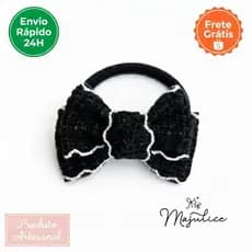 Faixinha de Cabelo Bebê Laço Tweed Luxo Majulice – Conforto em Meia de Seda e Elegância para Recém-Nascido