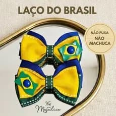 Brasil Par De Laços Infantil Verde Amarelo e Azul Presilha Bico De Pato Com Bandeira Delicada Menina