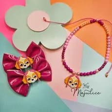Kit Skye Patrulha Canina – Par de Laços + Colar Infantil | Par de de Laços Skye