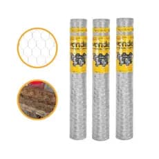 Tela Metalica HEX Para Galinheiro KIT 3 Un Aço Carbono Galvanizada Marca Vonder 50m x 1,80m x BWG 23