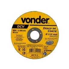 Kit 1 Disco De Corte Vonder 115x1,6x22,33MM Modelo DCV 2 Tela Grão 60 Qualidade Resistência Original