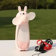 Mini Ventilador Urso Portátil Recarregável Led Usb Glitter