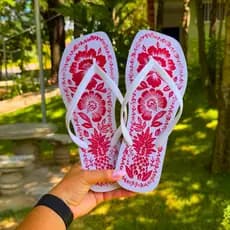 Chinelo Feminino Casual Azulejo Floral | Quadrado Confortável Promo