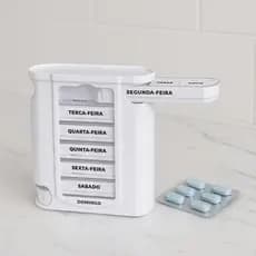 kit com 1 e com 2 Unidades Porta Comprimido Organizador Remédio Semanal 28 Compartimentos