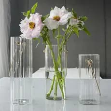 Trio De Vasos De Vidro Canelado Alça Dourada Decor