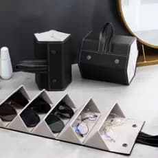 Case Porta Óculos Dobrável Organizador Necessaire Maleta de Óculos 5 Divisórias para Viagem Premium.