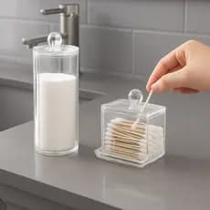 Organizador Algodão E Cotonetes Acrílico Kit Transparente