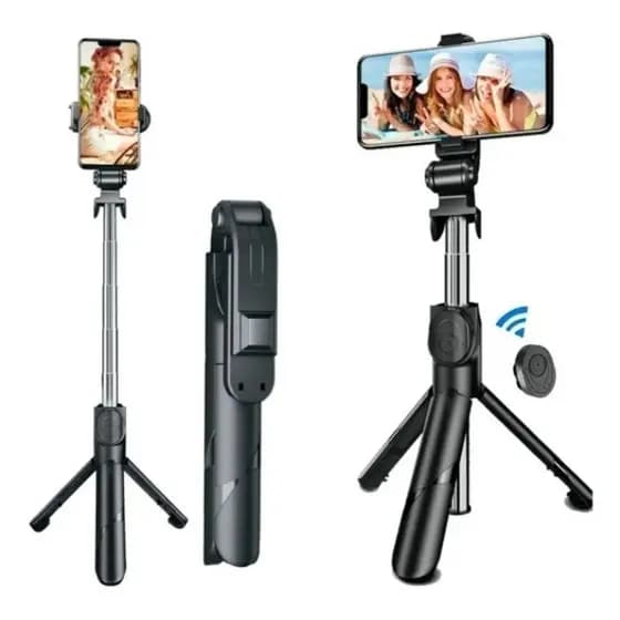 Bastão de selfie telescópico Bluetooth com controle remoto para celular com suporte de tripé com luz para selfie