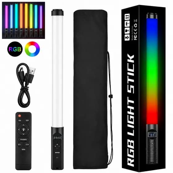 Bastão de LED RGB Light Stick Portátil Iluminação Fotografia Vídeo Recarregável USB Colorido