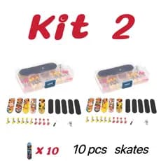 Kit 2 Skate de Dedo 10 peças skate, 10 lixas adesvias para montagem com chave e parafusos