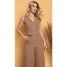 W315 Conjunto feminino Coleto com Calça Alfaiataria chic Social