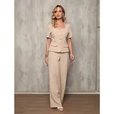 W151 Conjunto Feminino Luxo Colete e Calça - Alfaiataria