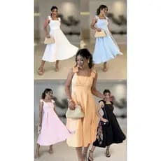 VESTIDO MIDI LAÇO ELEGANTE VERSATIL VESTIDO ALFAIATARIA ALÇA DETALHE LAÇO TENDENCIA