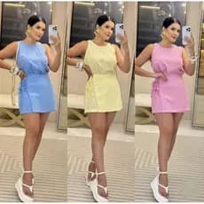 CONJUNTO MARRANT SHORT SAIA AMARRAÇÃO BLUSA REGATA SHORT ELASTICO BLOGUEIRA TENDENCIA VERAO CANDY ROSA VERDE AZUL PROMOC
