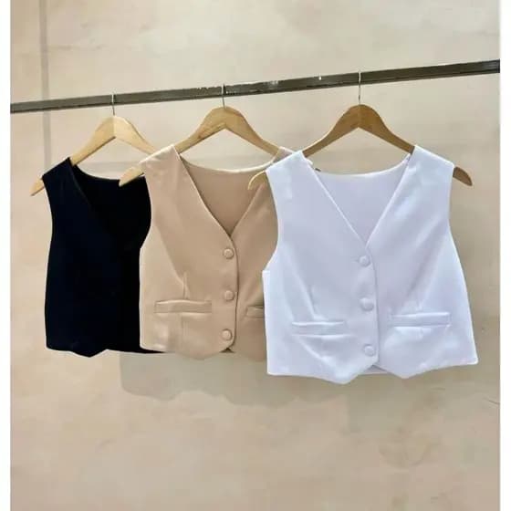 COLETE ALFAIATARIA COM BOTOES BOLSO FALSO TENDENCIA