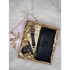 KIT RELÓGIO + CARTEIRA + PRESILHA DE CABELO KIT FEMININO RELÓGIO FEMININO CAIXA PRESENTE ACESSÓRIO