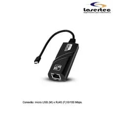 Cabo Adaptador De Rede RJ45 10/100 mbps Saída Micro Usb V8 Knup - KP-AD104