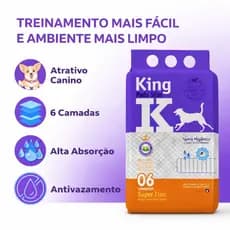 Tapete Higiênico para Cachorro Pet King Pads Slim 60x55 com 6 Un.