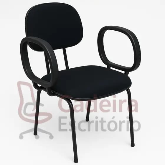 Cadeira Secretária Fixa Pé Palito Com Braços - Ergonômica Conforto - Suporta 120kg - Pro Simple Premium