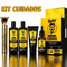 Kit Cuidados Para Barba Balm, Shampoo, Condicionador e Óleo Hidratante Maquina de Barbear