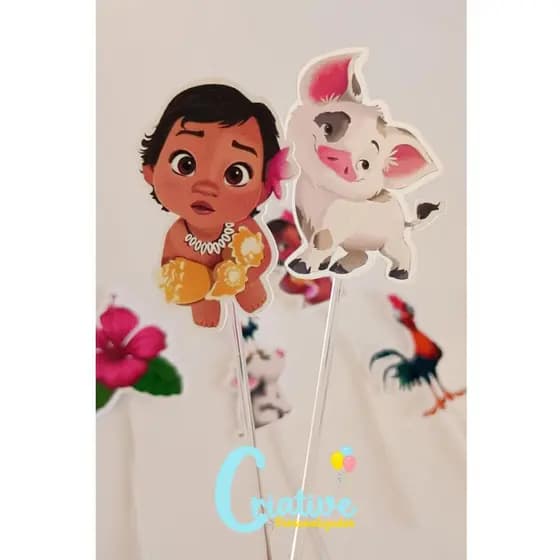 50 Toppers Docinho Moana Baby – Topper para Brigadeiro, Festa Infantil, Aniversário
