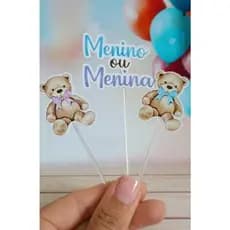 Topper/Tags para doces Chá revelação - ursinho aquarela azul e lilas- decoarção, festa, beijinho,brigadeiro,decoração