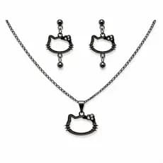 Conjunto Colar + Brincos Gatinho Feminino Delicado Estilo Kawaii | Presente Fofo  estilo coreano  kawaii   fofo tumblr