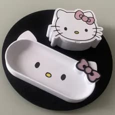 Kit Hello Kitty Porta Treco com Tampa + Porta Óculos | Organizador Criado Mudo Kawaii Decoração Quarto 💕
