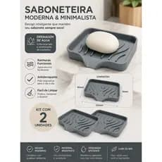 🫧 Saboneteira Moderna Minimalista com Drenagem de Água – Kit com 2 Unidades – Antiderrapante e Secagem Rápida 🫧